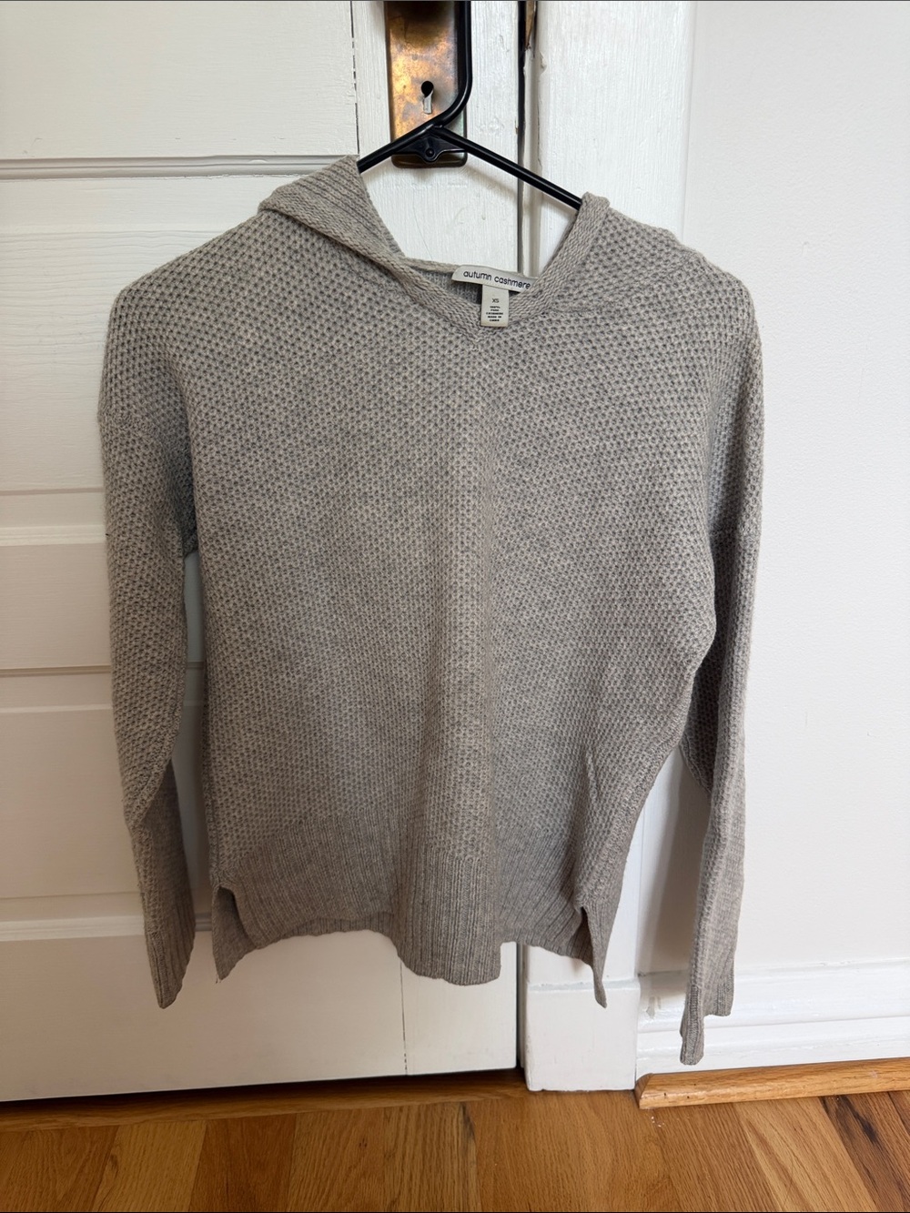 Autumn Cashmere Light Gray Hooded Knit Pullover